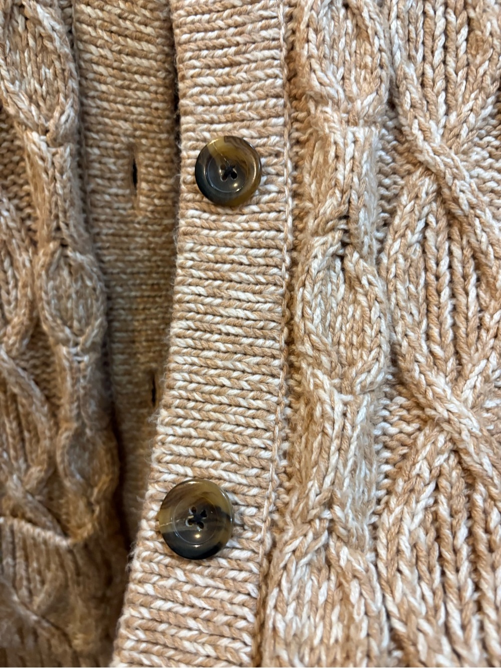 Talbots Beige Cable-Knit Button Front Cardigan - Picture 3 of 8